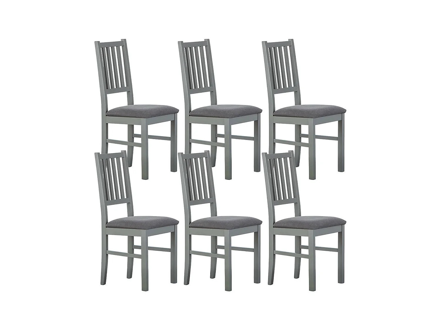 MELINA - Lot de 6 Chaises Bois Massif Gris
