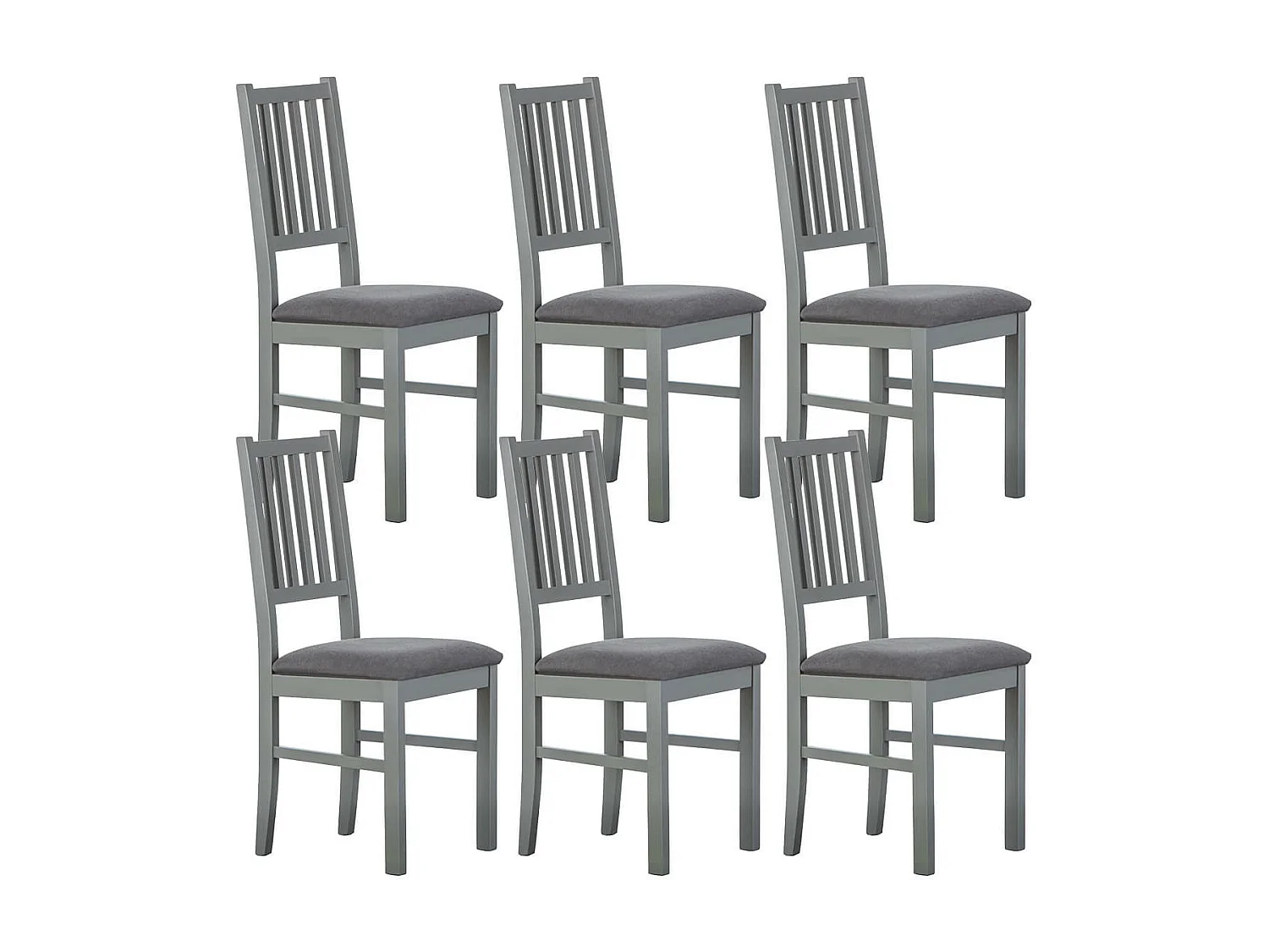 MELINA - Lot de 6 Chaises Bois Massif Gris
