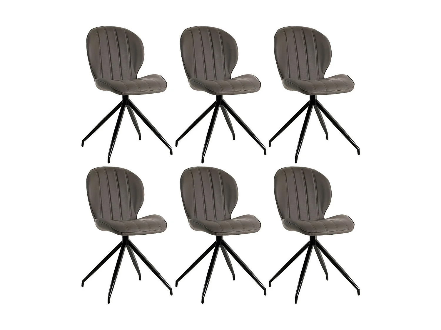 FOLA - Lot de 6 Chaises Simili Taupe Piètement Etoile