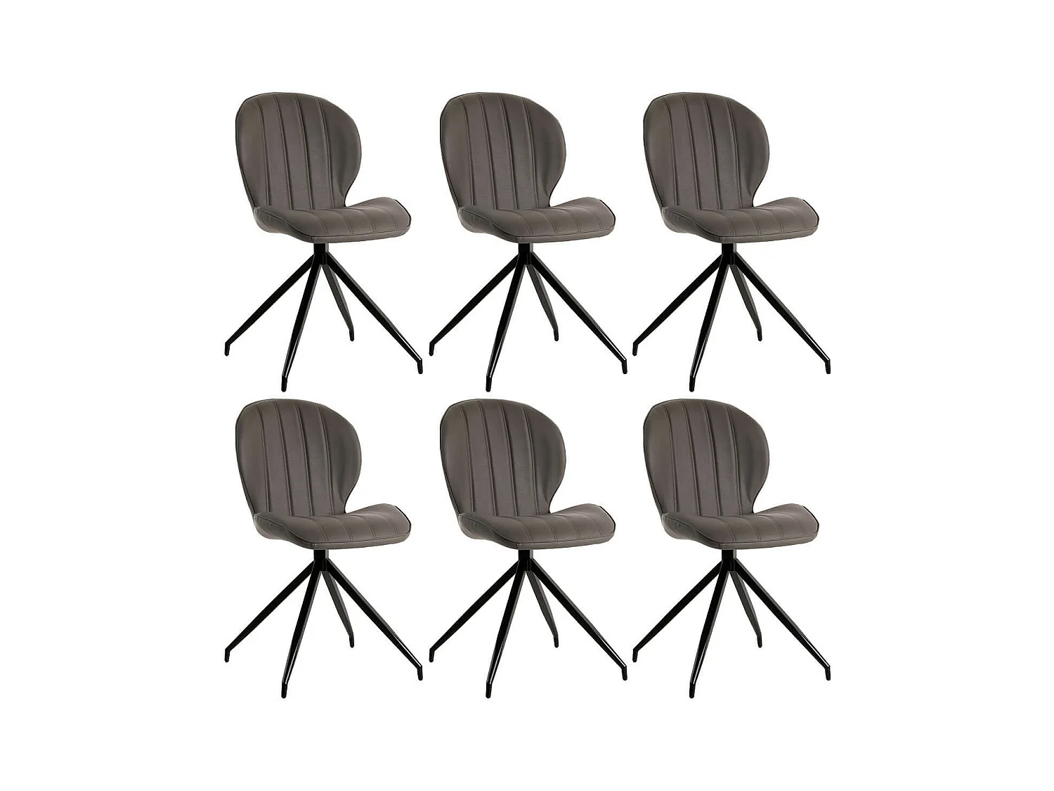 FOLA - Lot de 6 Chaises Simili Taupe Piètement Etoile