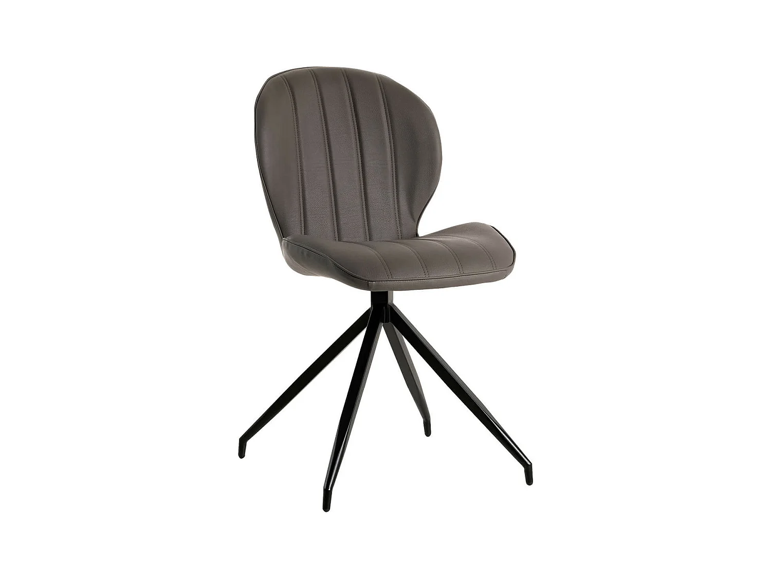 FOLA - Lot de 6 Chaises Simili Taupe Piètement Etoile