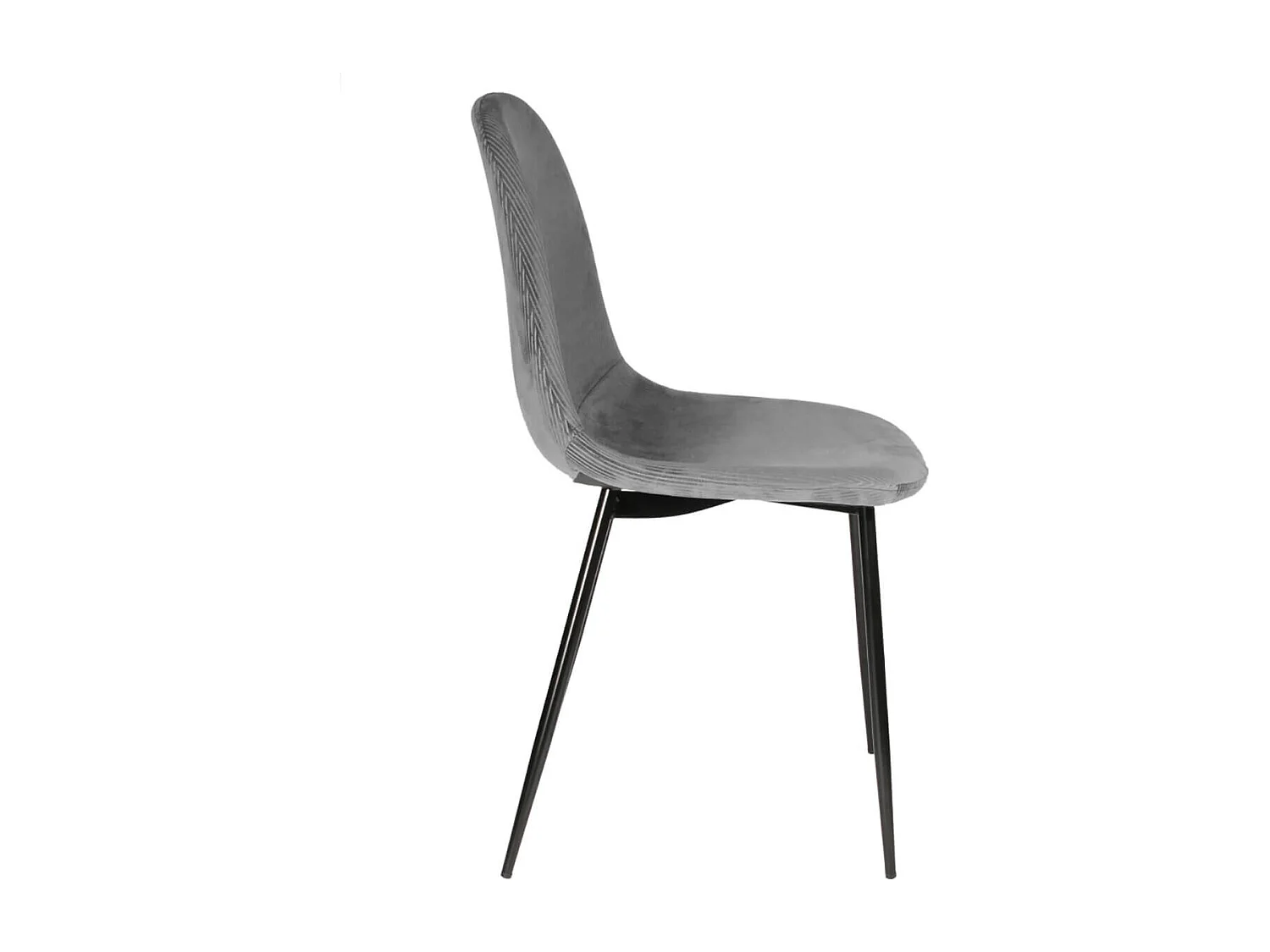 ALESSIA - Lot de 6 Chaises Velours Côtelé Gris Foncé