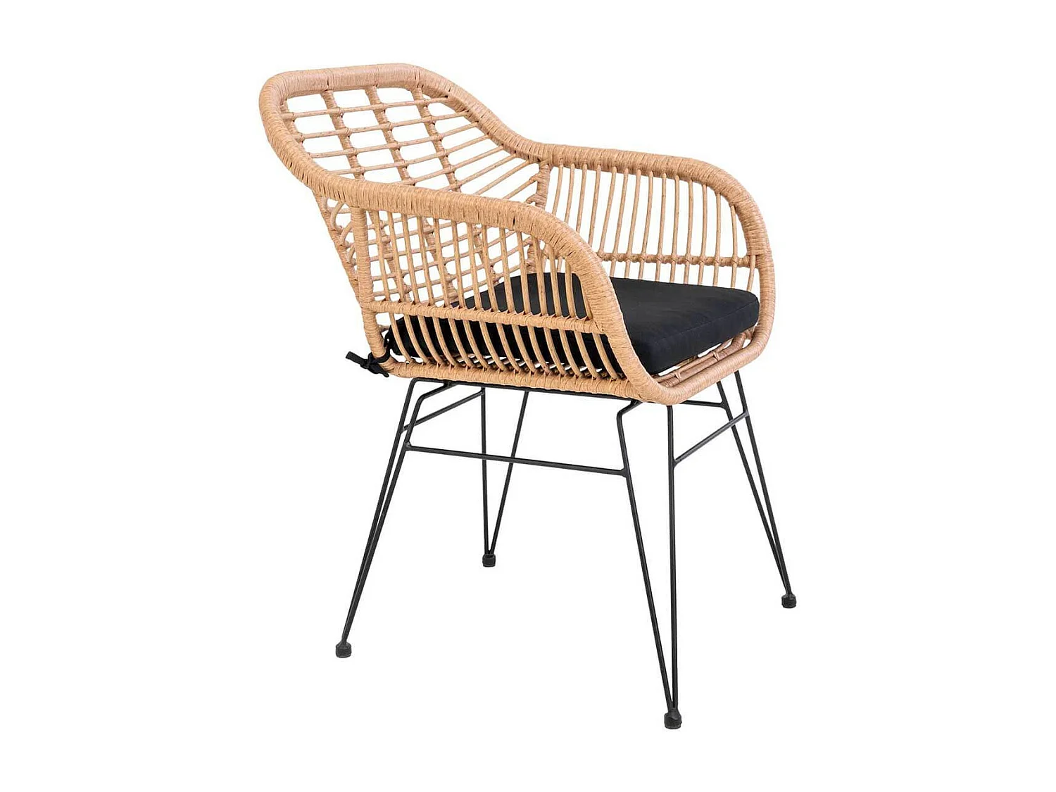 PILA - Lot de 6 Fauteuils Rotin Synthétique Naturel et Pieds Acier