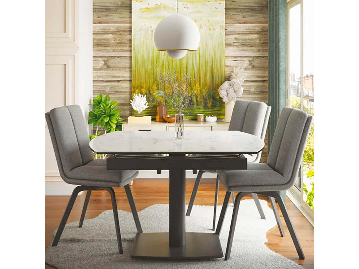 CALLAM - Lot de 2 Chaises Grises avec Sur-Coussin