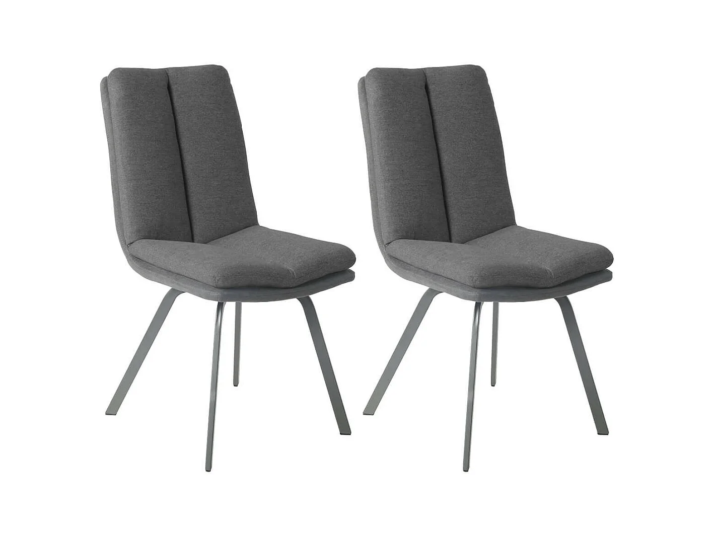 CALLAM - Lot de 2 Chaises Grises avec Sur-Coussin