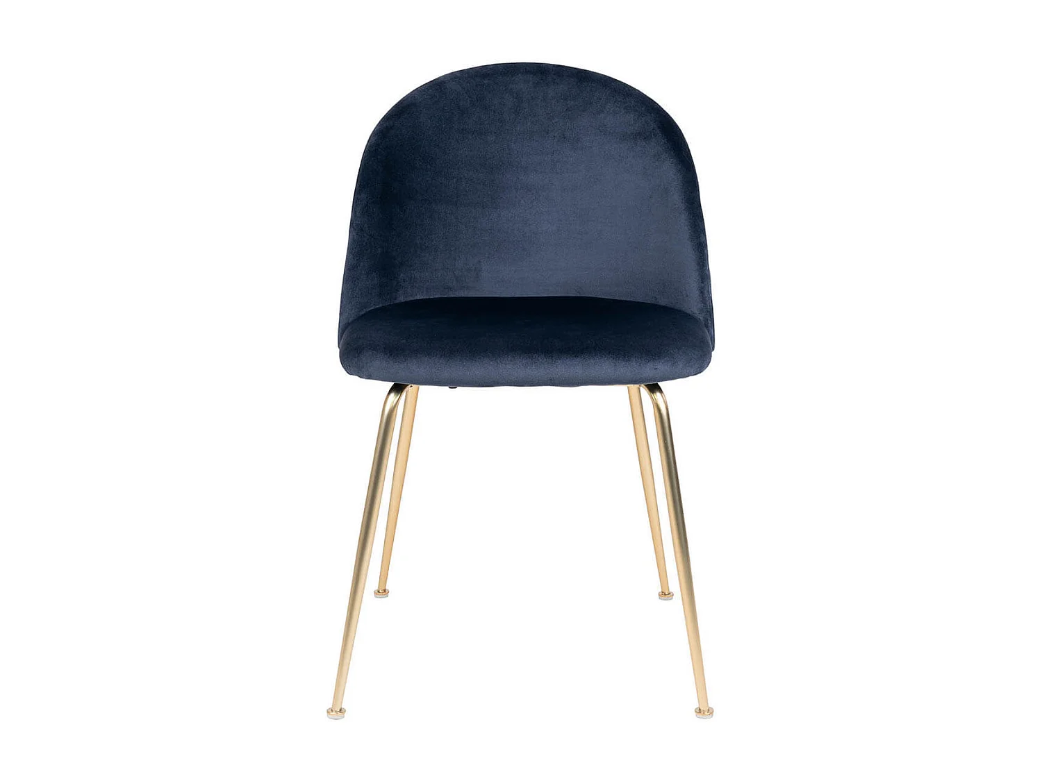 MEYRIN - Lot de 2 Chaises Velours Bleu et Pieds Métal Doré