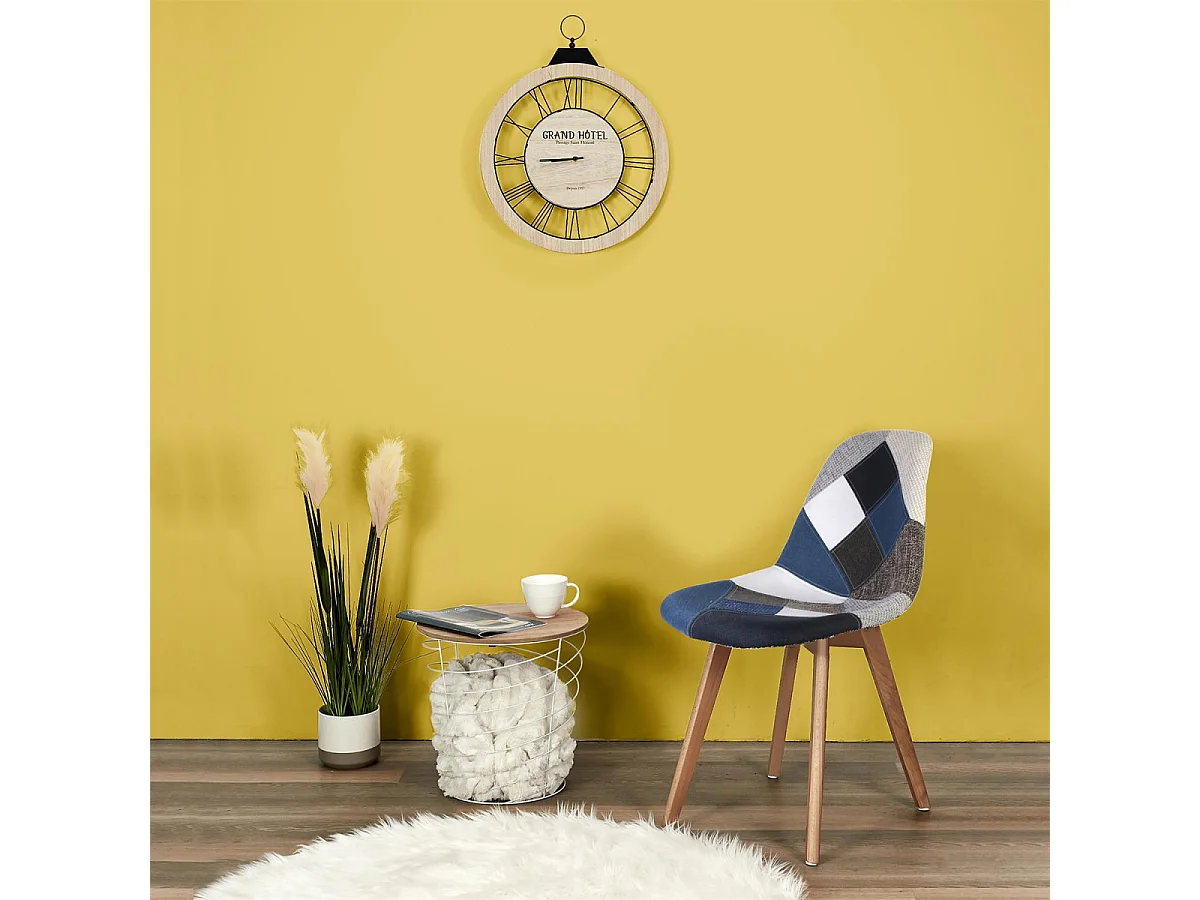 DAMAS - Lot de 2 Chaises Patchwork Bleu et Gris