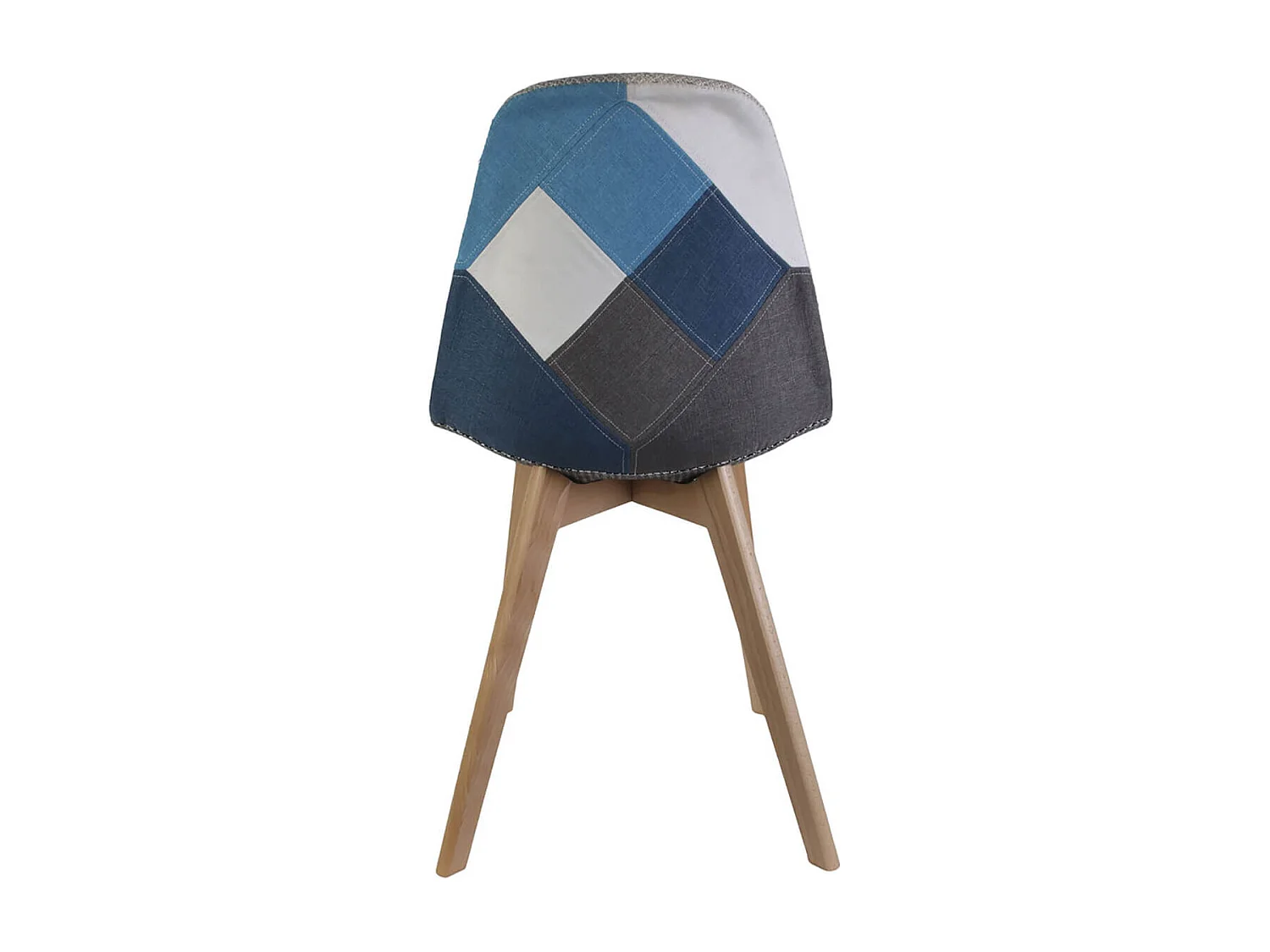 DAMAS - Lot de 2 Chaises Patchwork Bleu et Gris
