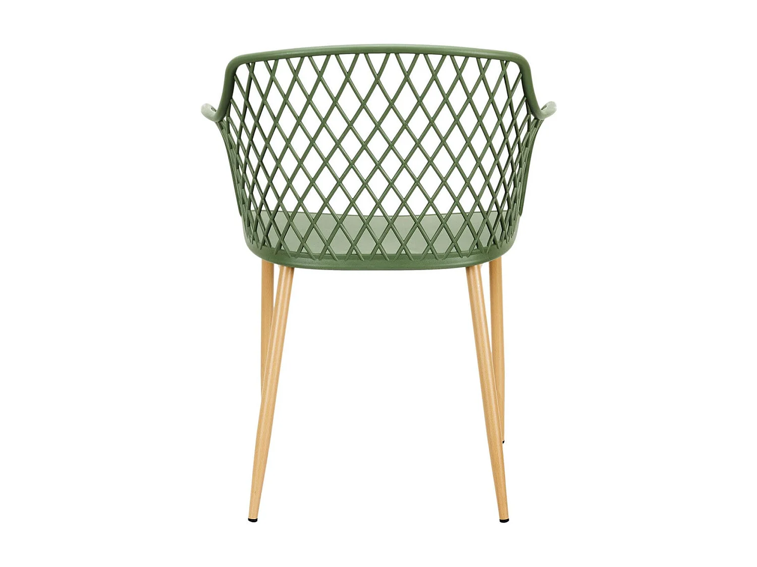 TRESSIE - Lot de 4 Fauteuils Verts Pieds Effet Bois Verni