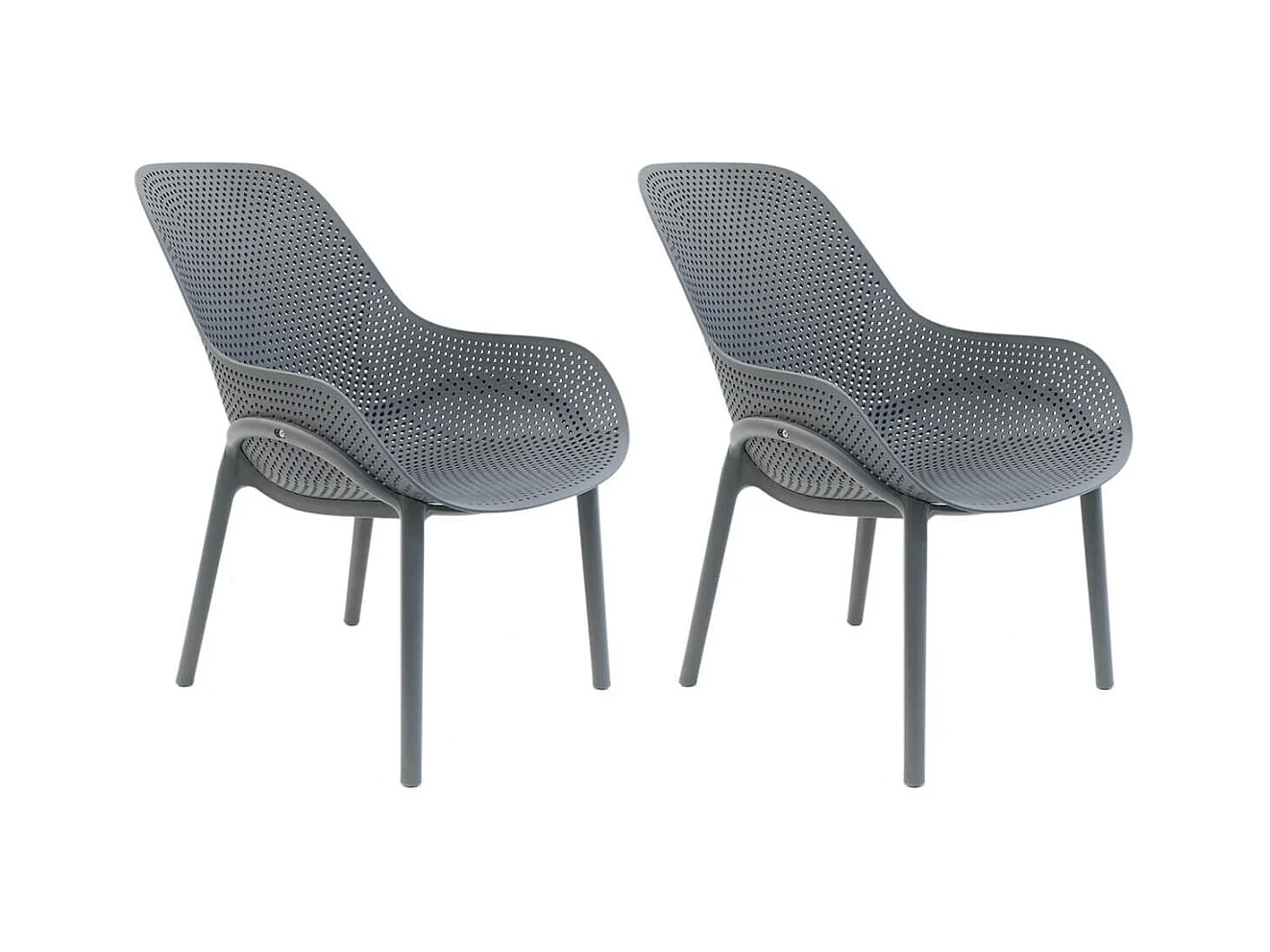 MONICA - Lot de 2 Fauteuils Coque Plastique Grise