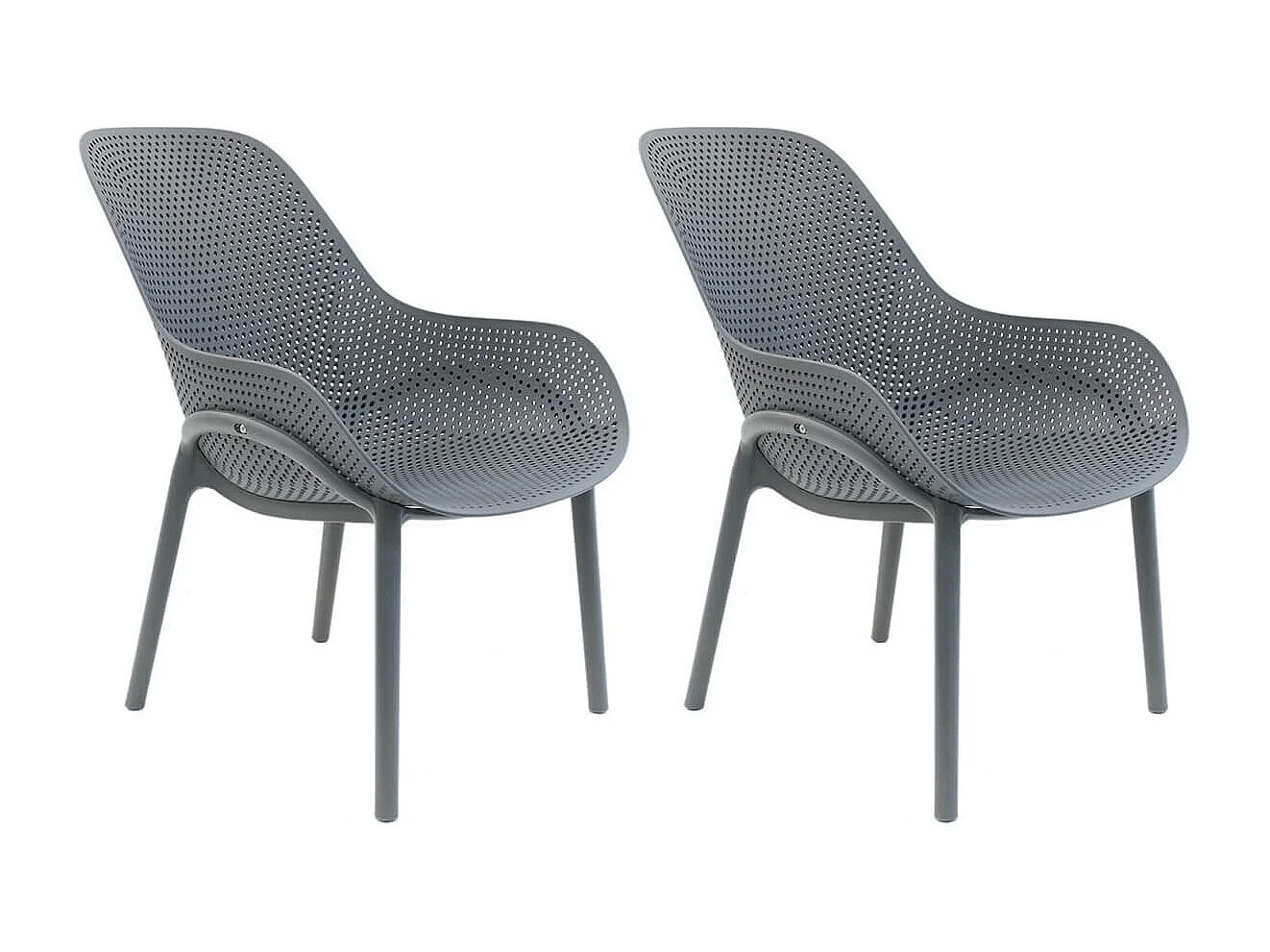 MONICA - Lot de 2 Fauteuils Coque Plastique Grise