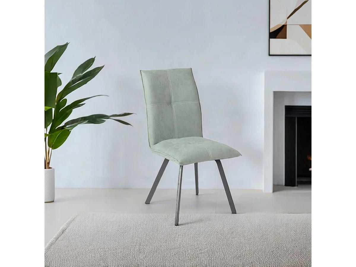 BISPO - Lot de 2 Chaises Tissu Coloris Vert d'Eau