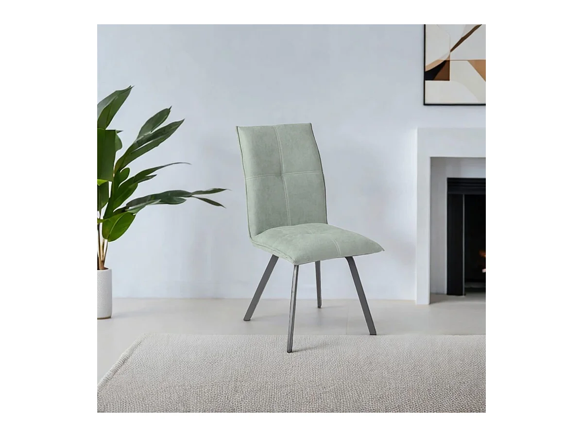 BISPO - Lot de 2 Chaises Tissu Coloris Vert d'Eau