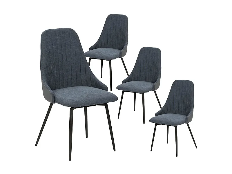 UNDY - Lot de 4 Chaises Pivotantes Tissu Bleu