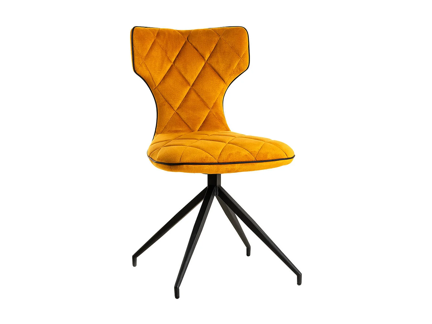 STYK - Lot de 2 Chaises Tissu Curry Surpiqures Carreaux