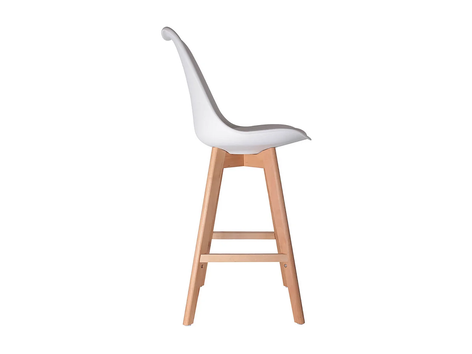 PARSA - Lot de 4 Chaises Hautes Blanches et Pieds Bois