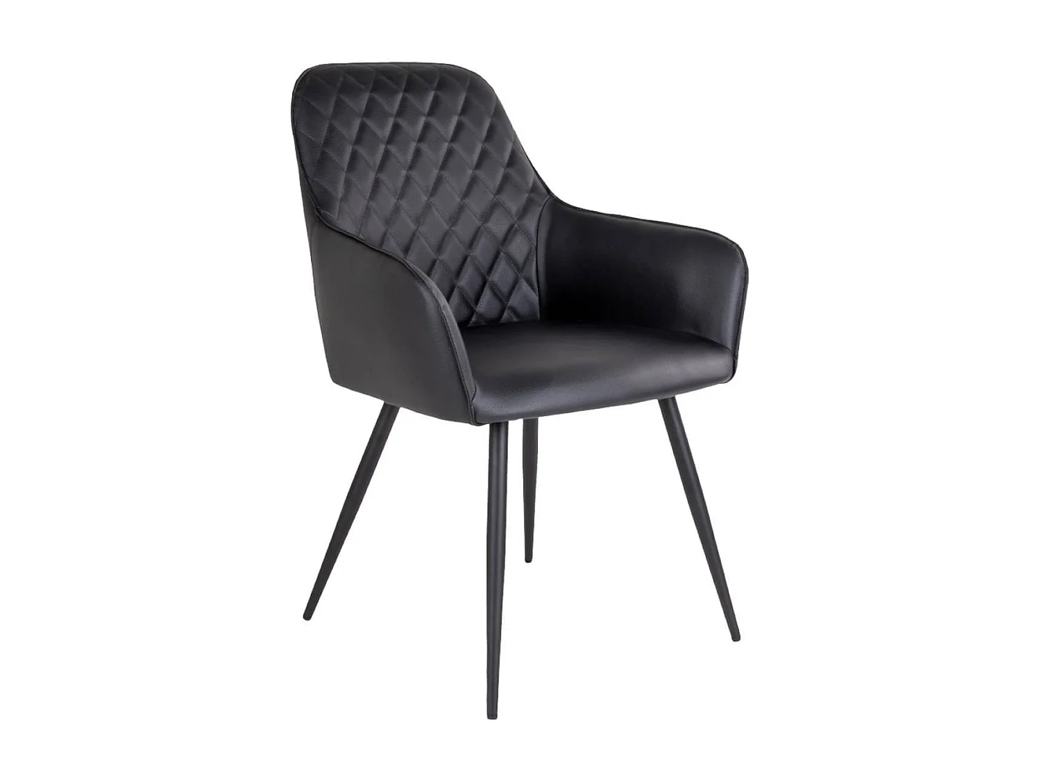 VIBY - Lot de 2 Fauteuils Simili Noir et Piétement Acier Noir