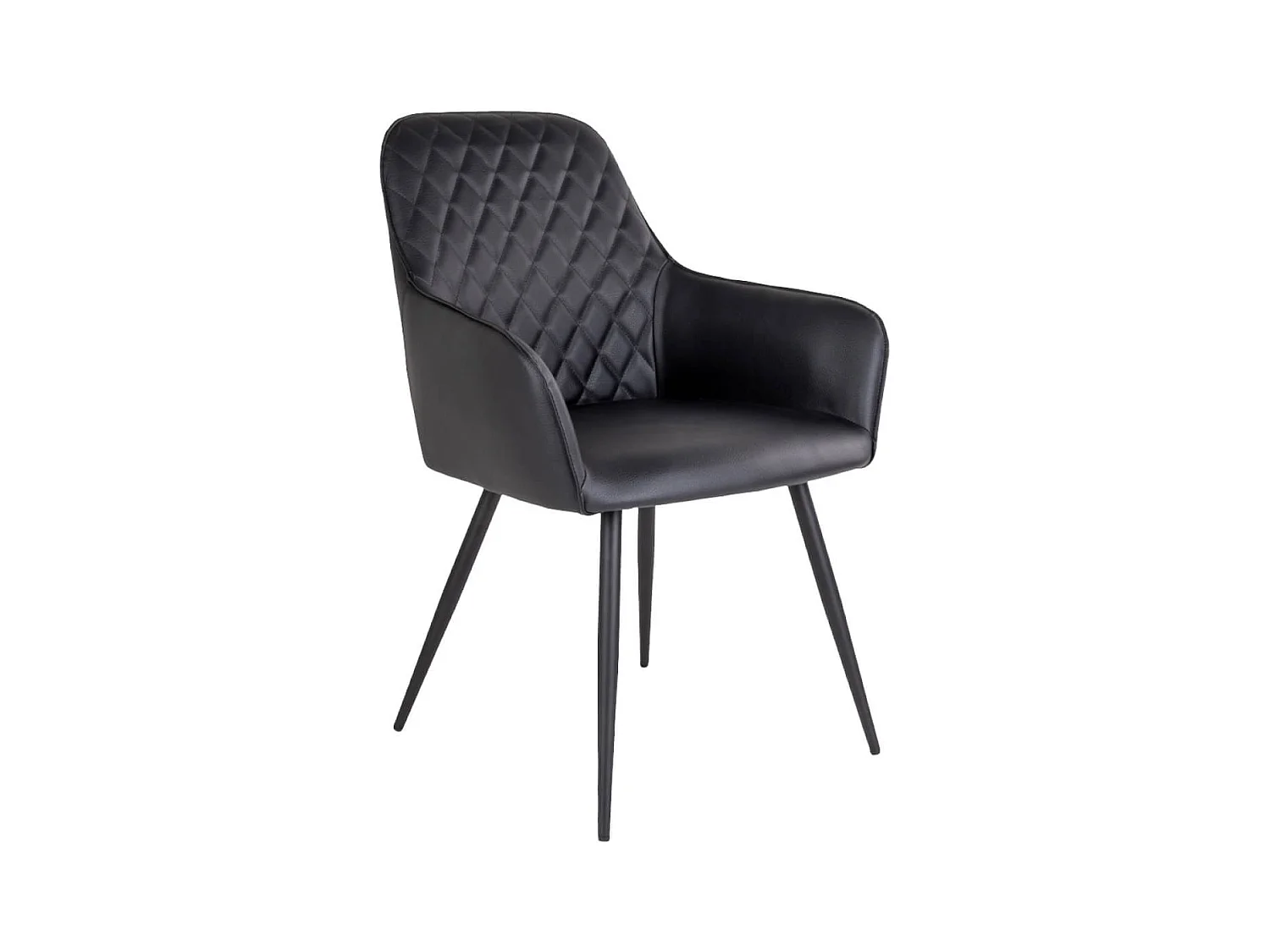 VIBY - Lot de 2 Fauteuils Simili Noir et Piétement Acier Noir