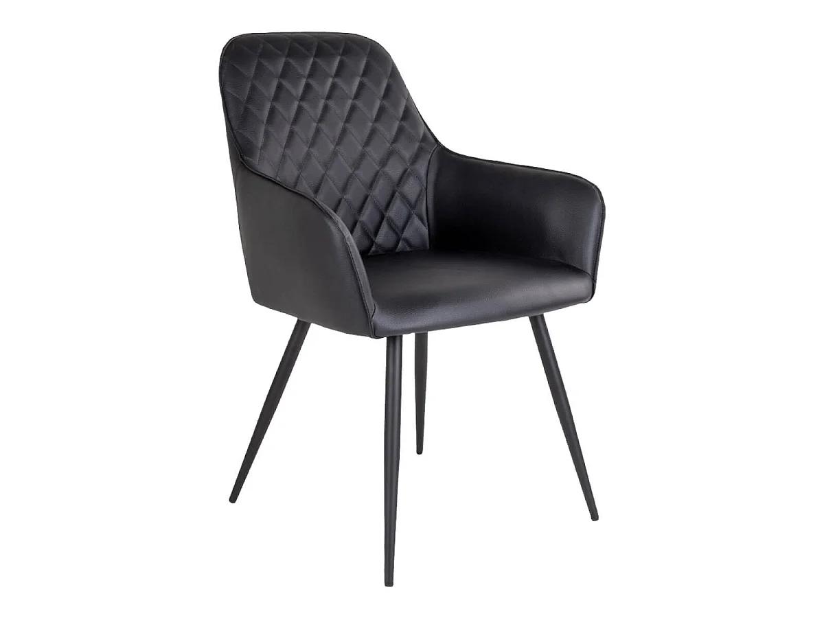 VIBY - Lot de 2 Fauteuils Simili Noir et Piétement Acier Noir