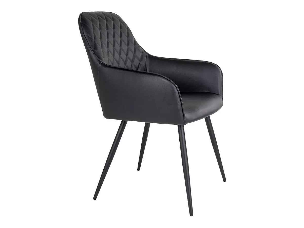 VIBY - Lot de 2 Fauteuils Simili Noir et Piétement Acier Noir