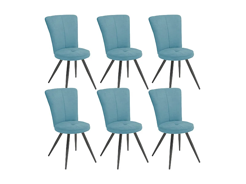 PARIL - Lot de 6 Chaises Matelassées Bleues