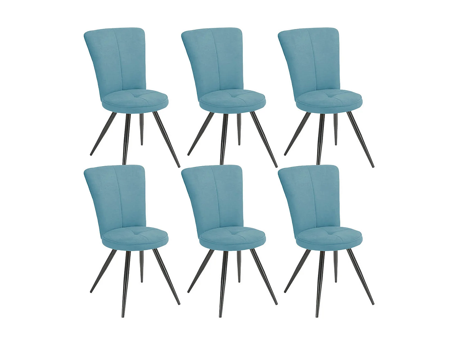 PARIL - Lot de 6 Chaises Matelassées Bleues