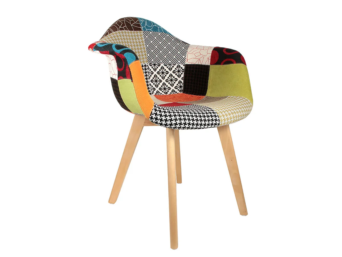 PATCHWORK - Lot de 2 Fauteuils Scandinaves Multicolore