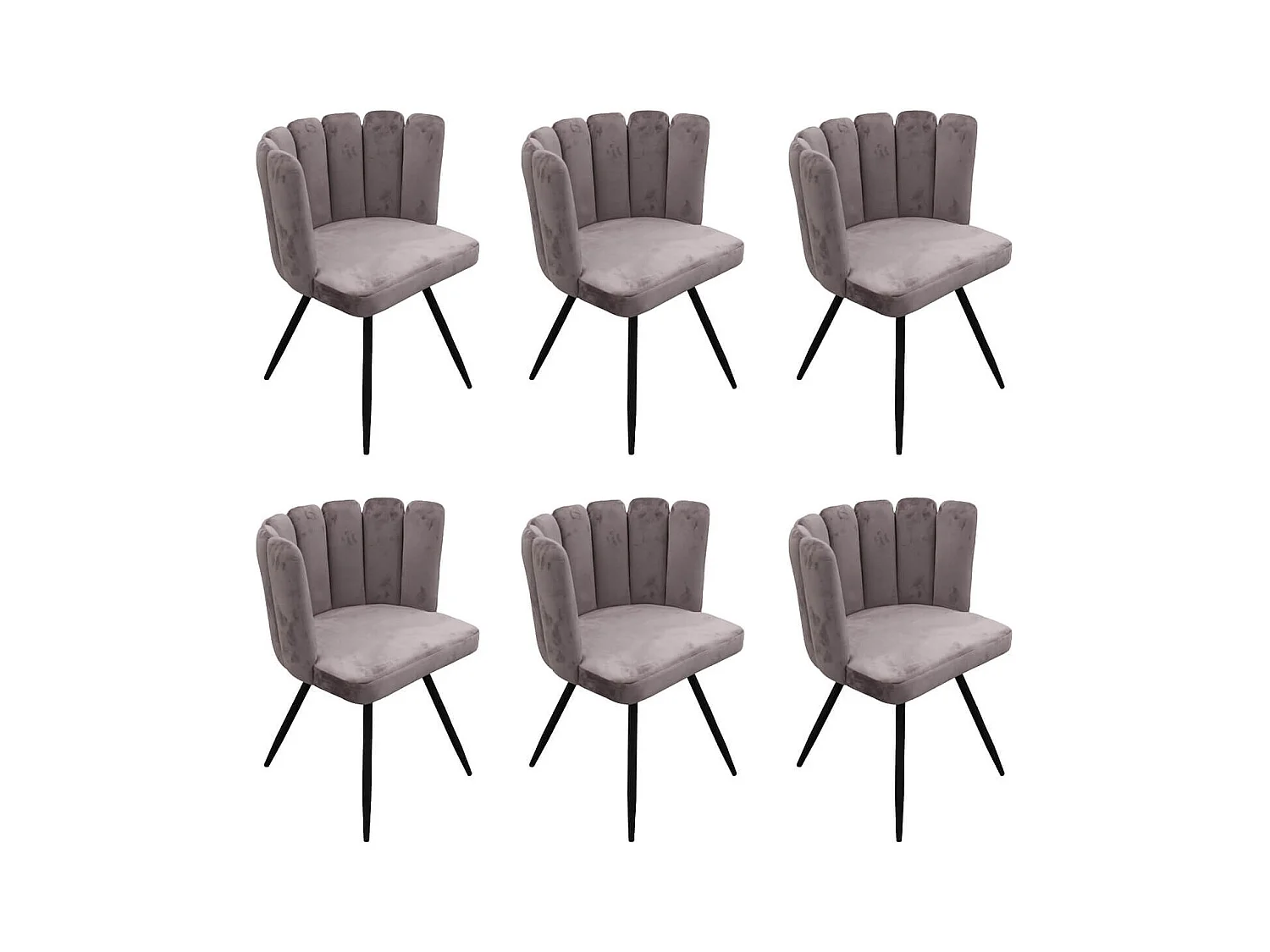 CHARLOTTE - Lot de 6 Chaises Velours Gris