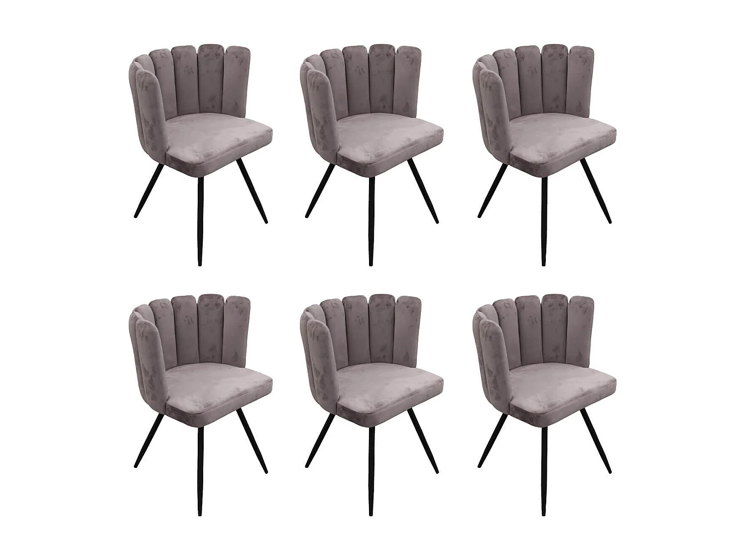 CHARLOTTE - Lot de 6 Chaises Velours Gris