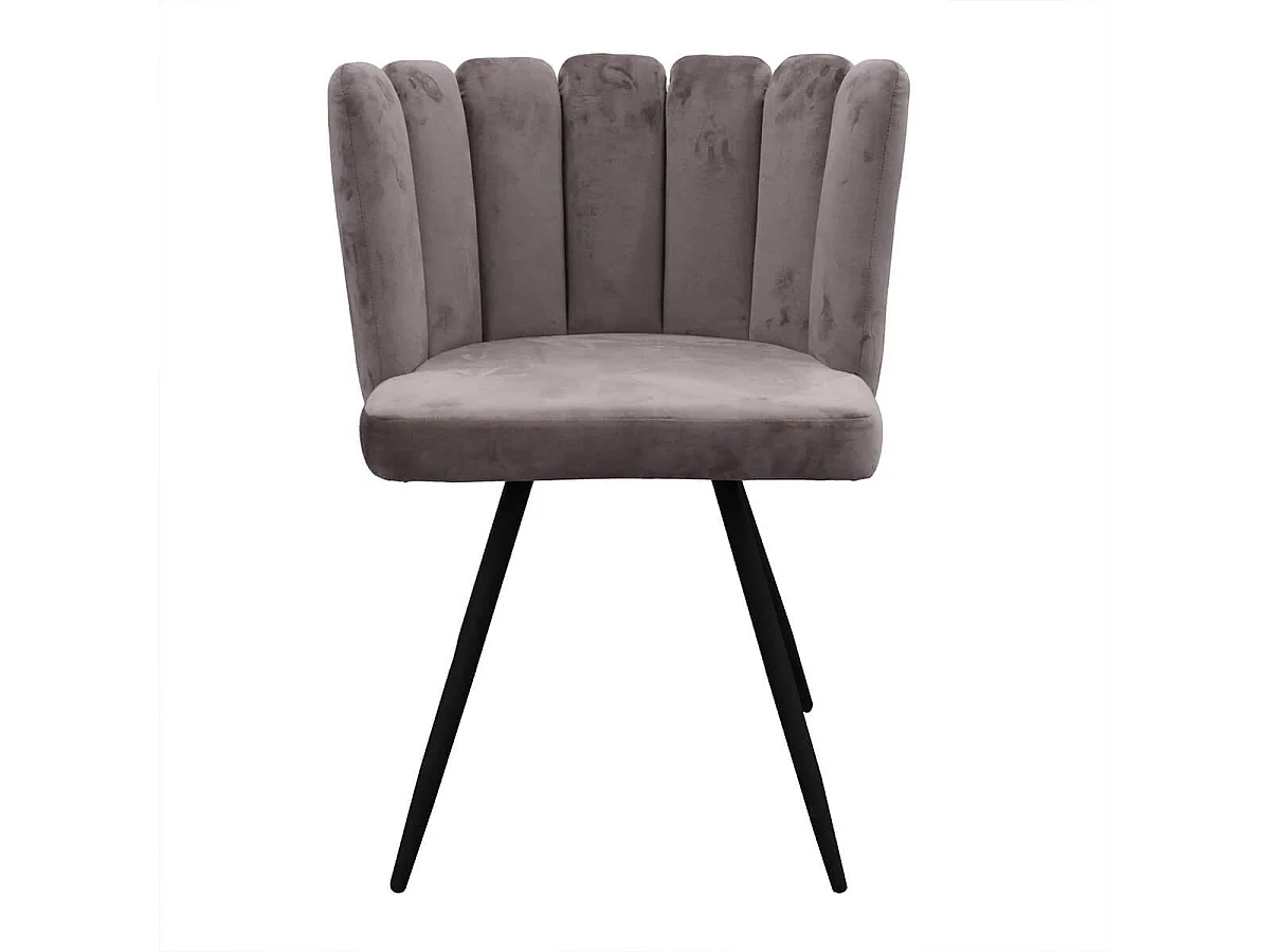 CHARLOTTE - Lot de 6 Chaises Velours Gris