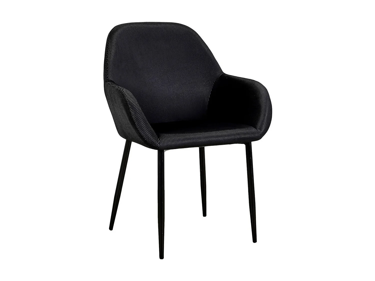 ALESSIA - Lot de 6 Fauteuils Velours Côtelé Noir