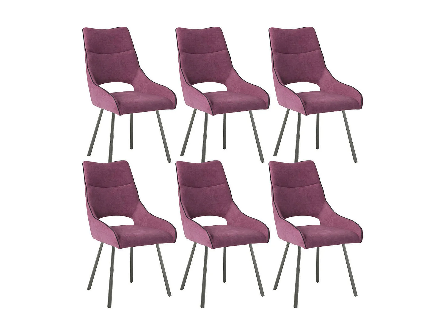 AMADO - Lot de 6 Chaises Tissu Coloris Violet