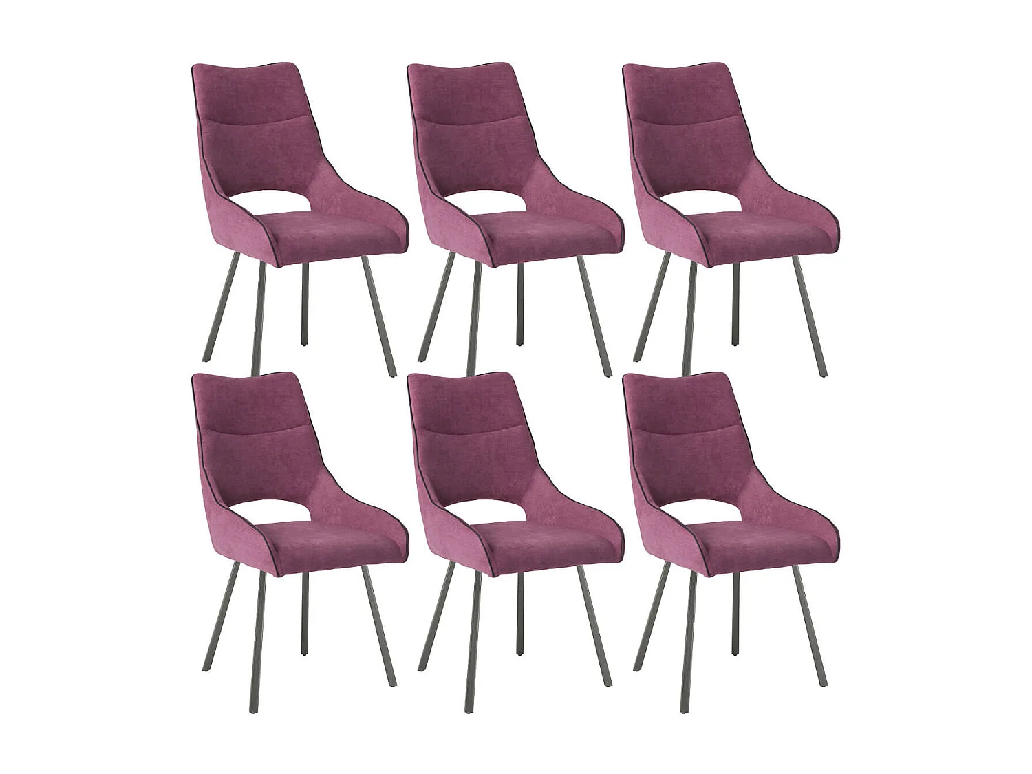 AMADO - Lot de 6 Chaises Tissu Coloris Violet