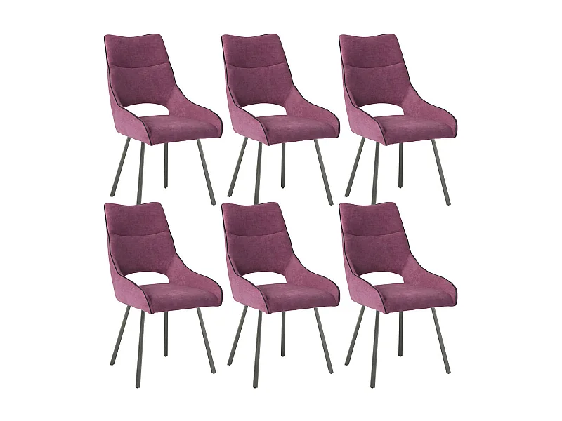 AMADO - Lot de 6 Chaises Tissu Coloris Violet