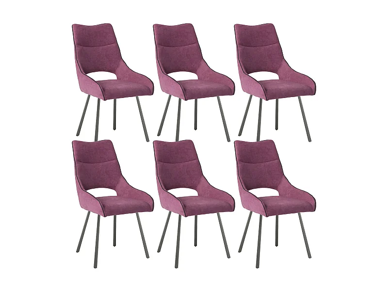 AMADO - Lot de 6 Chaises Tissu Coloris Violet