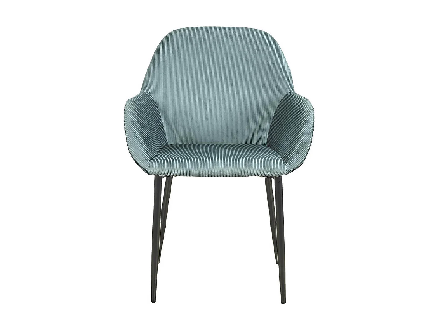 ALESSIA - Lot de 4 Fauteuils Velours Côtelé Bleu Canard
