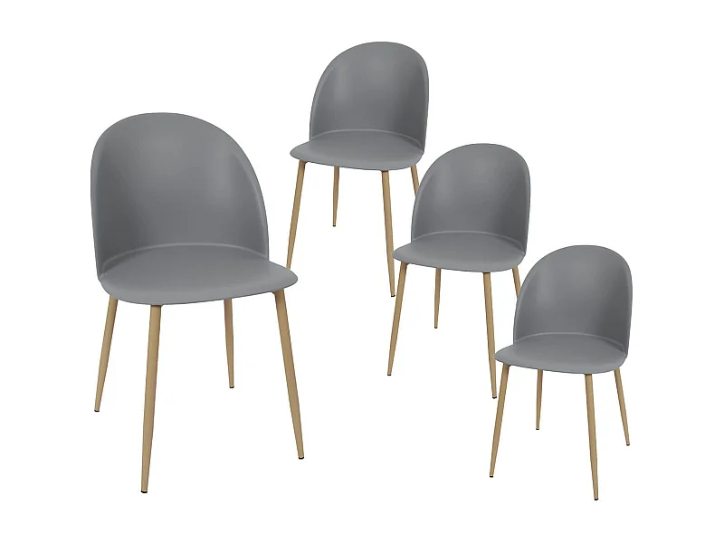 MADDY - Lot de 4 Chaises Scandinaves Grises