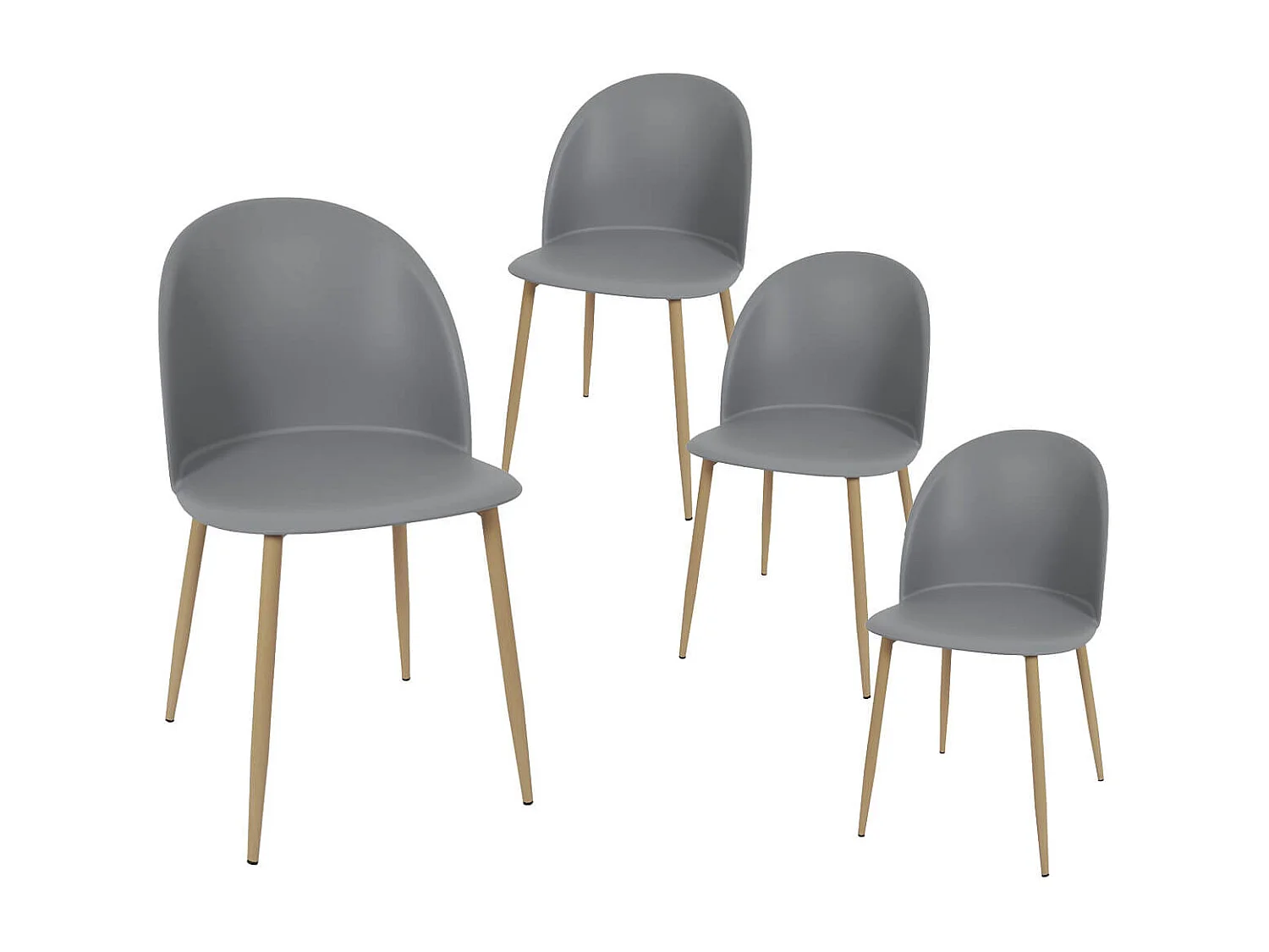 MADDY - Lot de 4 Chaises Scandinaves Grises