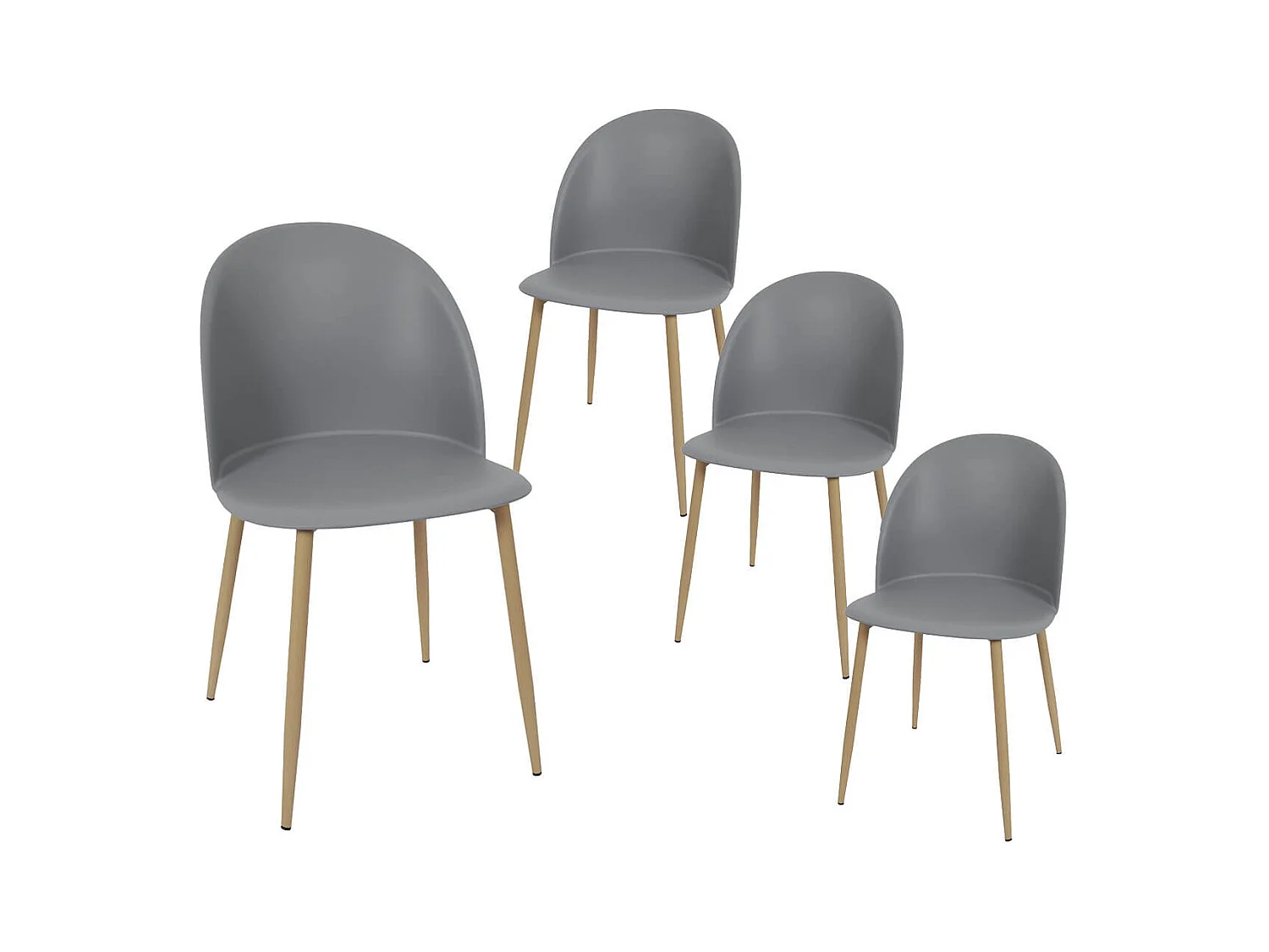 MADDY - Lot de 4 Chaises Scandinaves Grises