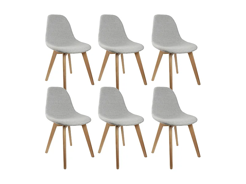 MEDYNA - Lot de 6 Chaises Scandinaves Grises