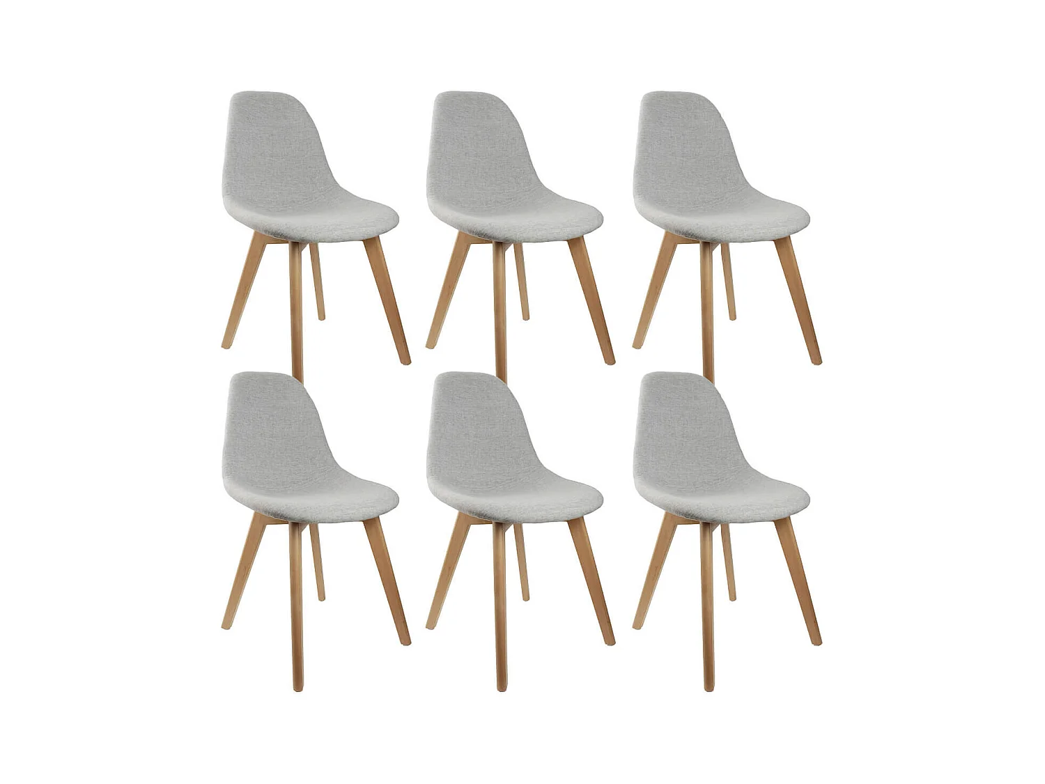 MEDYNA - Lot de 6 Chaises Scandinaves Grises