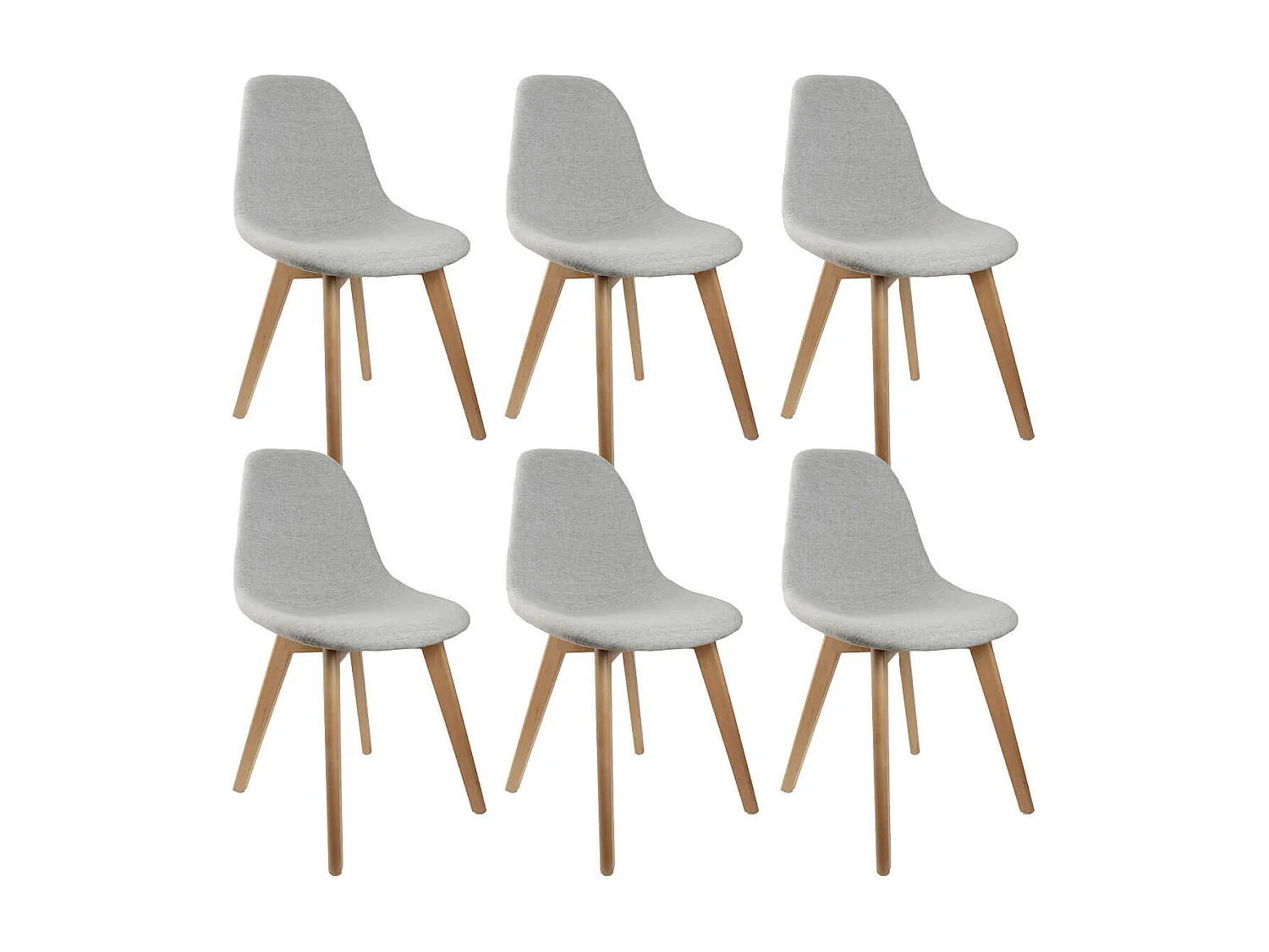 MEDYNA - Lot de 6 Chaises Scandinaves Grises