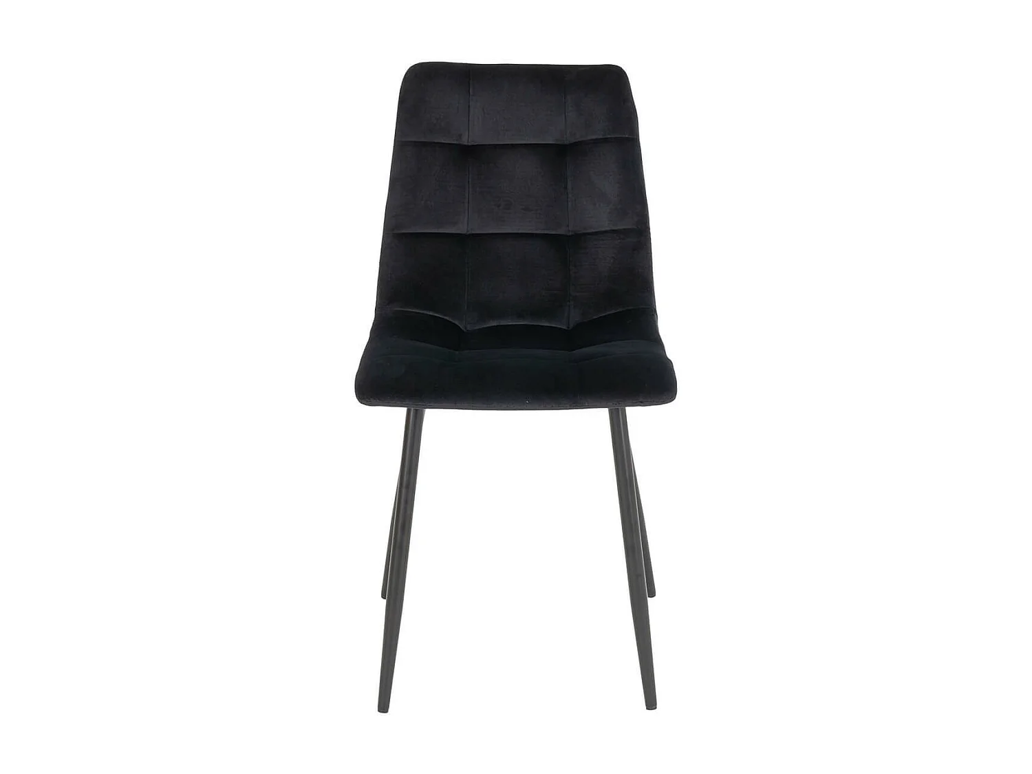STRIB - Lot de 4 Chaises Velours Noir et Piétement Acier