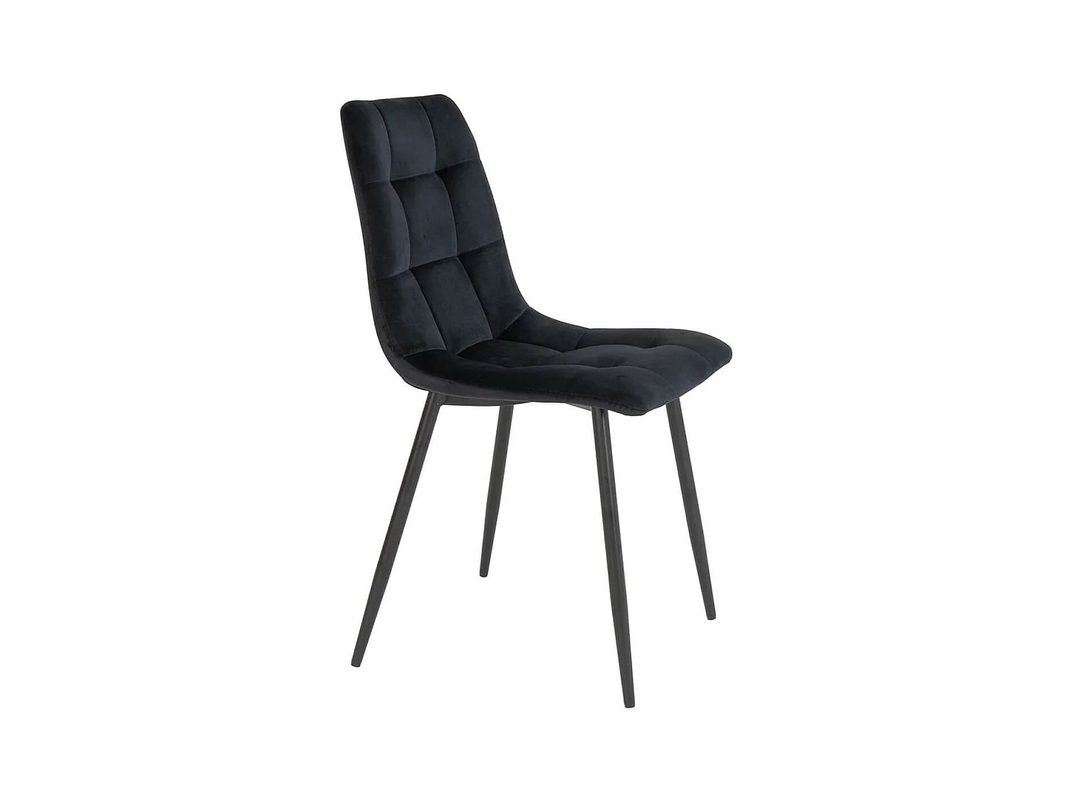 STRIB - Lot de 4 Chaises Velours Noir et Piétement Acier