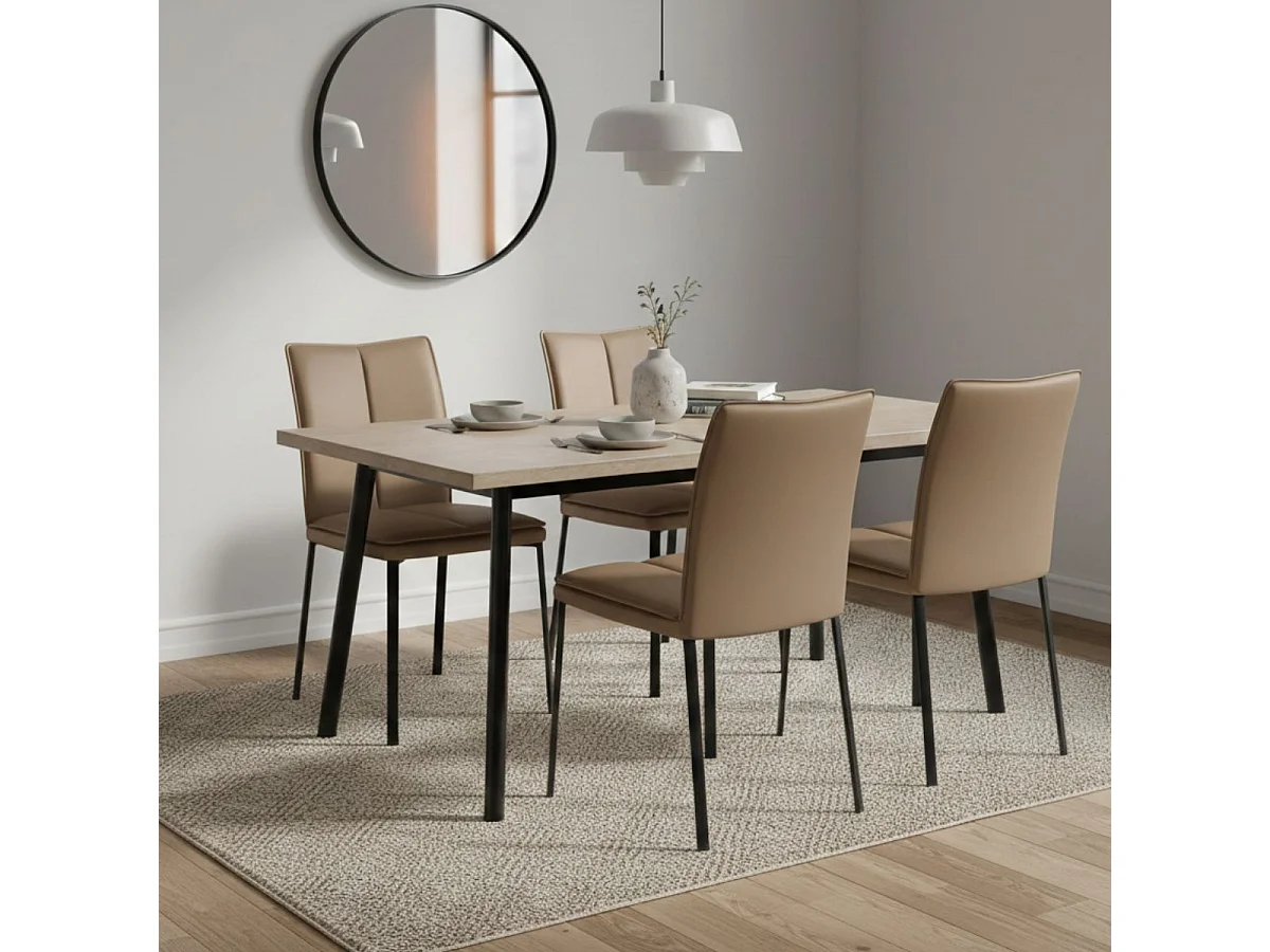 CALLUM - Lot de 2 Chaises Taupe avec Sur-Coussin