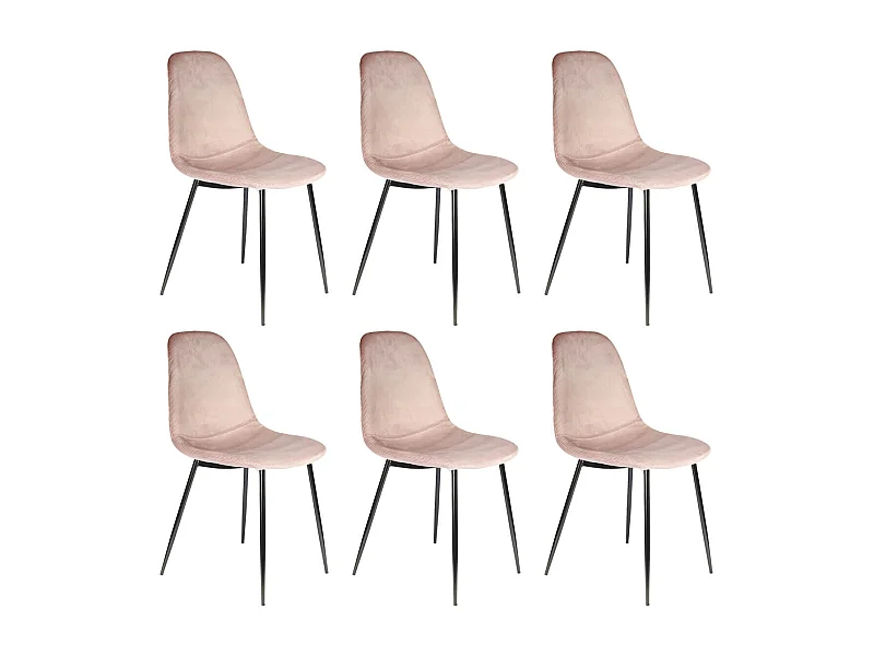 ALESSIA - Lot de 6 Chaises Velours Côtelé Roses