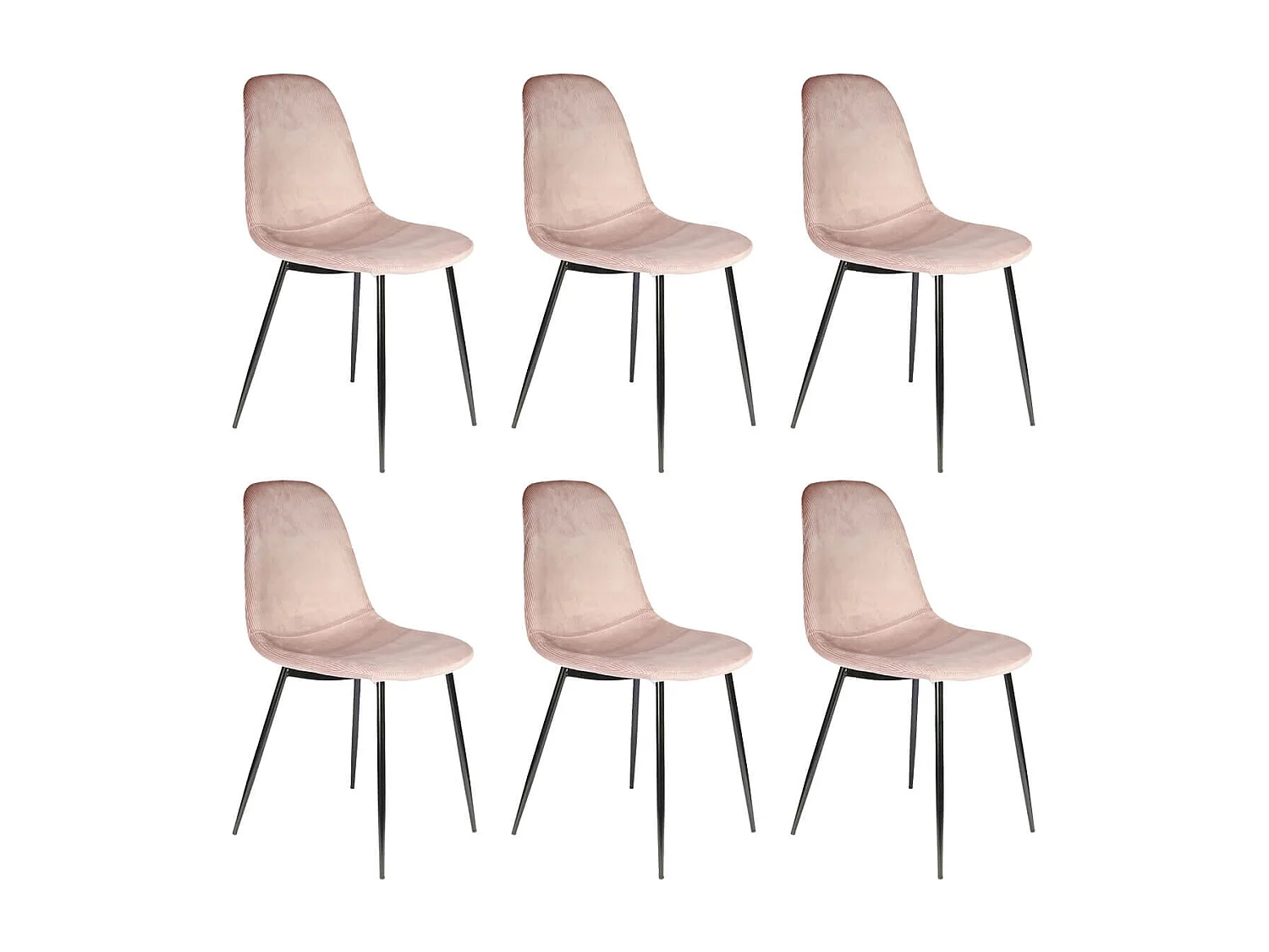 ALESSIA - Lot de 6 Chaises Velours Côtelé Roses