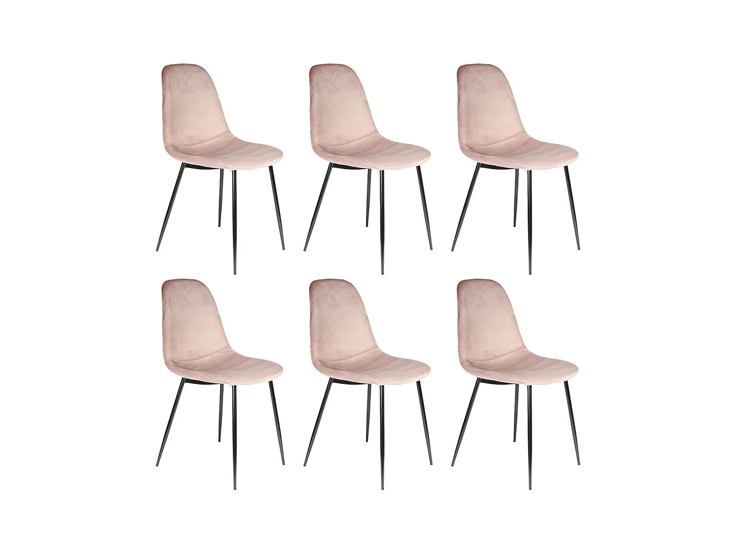 ALESSIA - Lot de 6 Chaises Velours Côtelé Roses