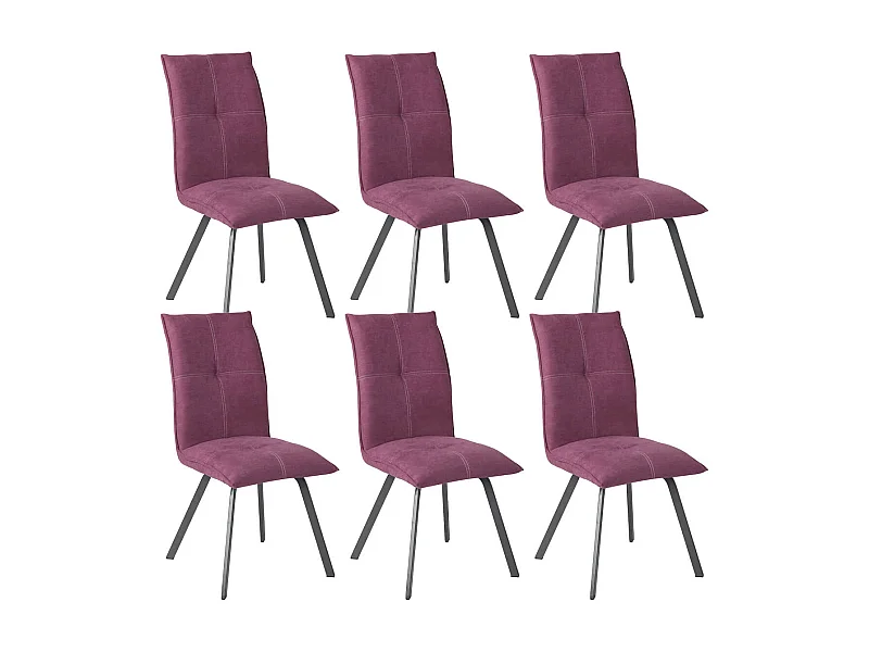 BISPO - Lot de 6 Chaises Tissu Coloris Violet