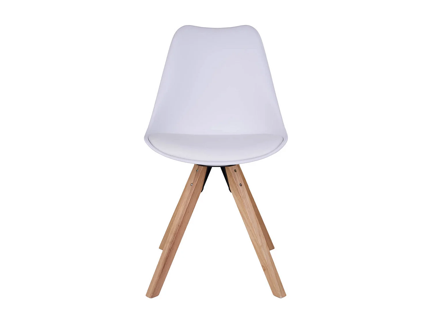 NIBBEN - Lot de 4 Chaises Blanches et Piétement Hévéa